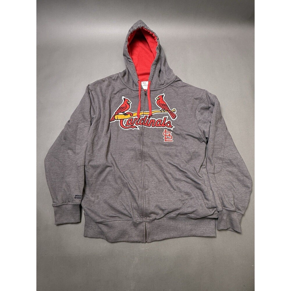 St. Louis Cardinals TRUE FAN Ground Crew Gray Dark Pullover Hoodie Men’s Large L